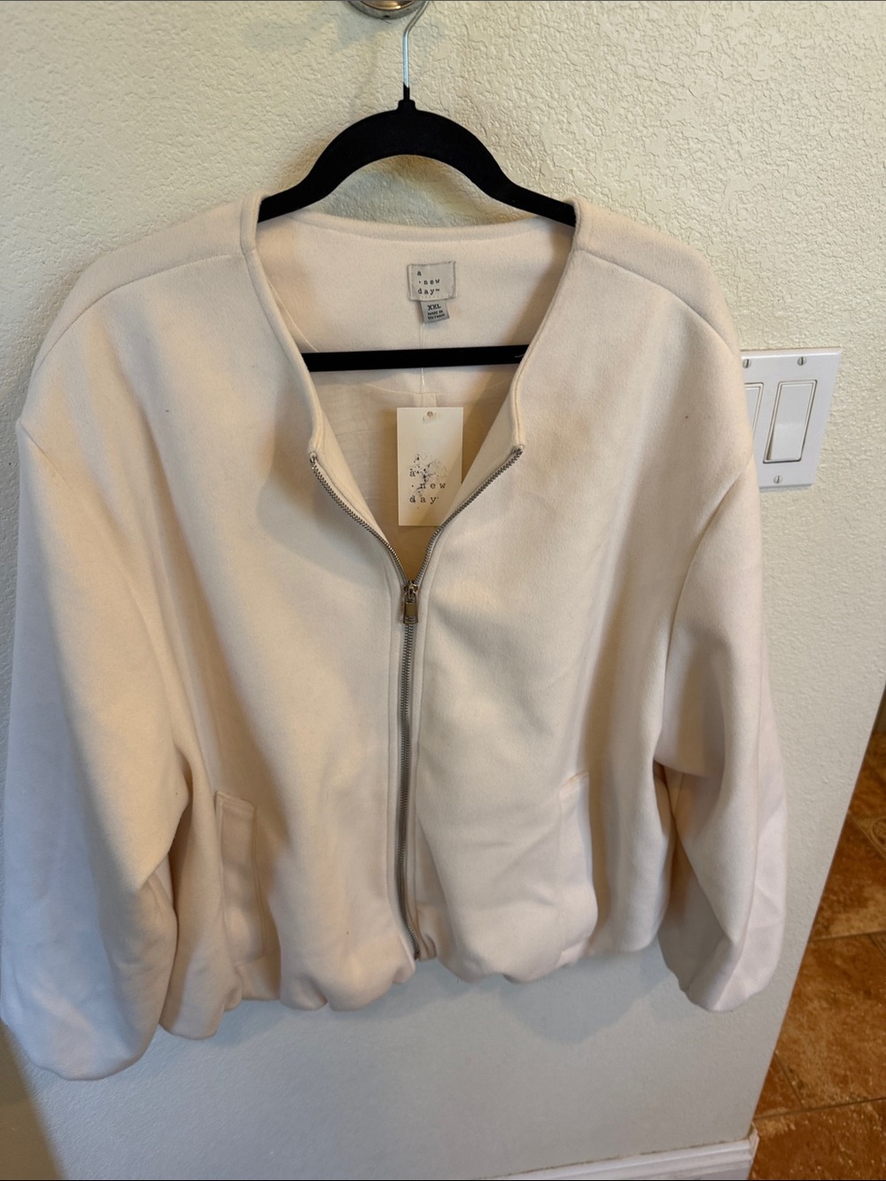 a new day Cream Zip-Front Bomber Jacket